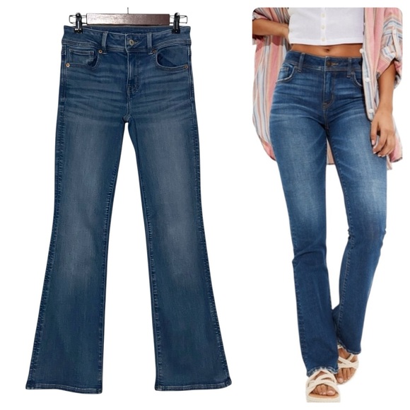 American Eagle Kick Boot Next Level Stretch Jeans Blue - Picture 2 of 15